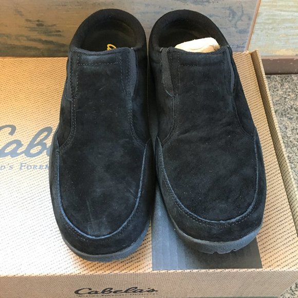FINAL REDUCTION Cabelas Womens Black Suede Slide Slip On Shoes Medium Wi… - Picture 1 of 9